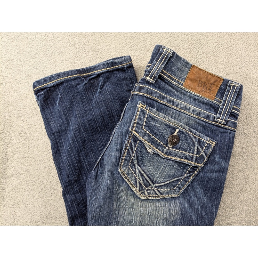 BKE Stella Low Rise Straight Leg Jeans Medium Wash Flap Pocket Size 27